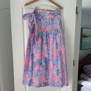 Lilly Pulitzer Floral A-Line Skirt in Pink and Blue
